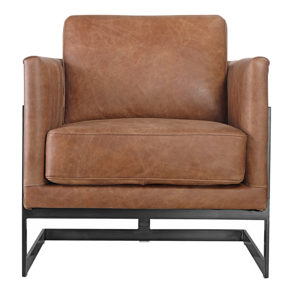 Luxley Club Chair in Top-Grain Leather Brown