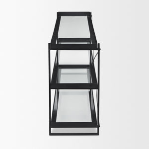 Trey 72.0"L x 16.0"W x 30.0"H Black Metal W/Glass Console Table