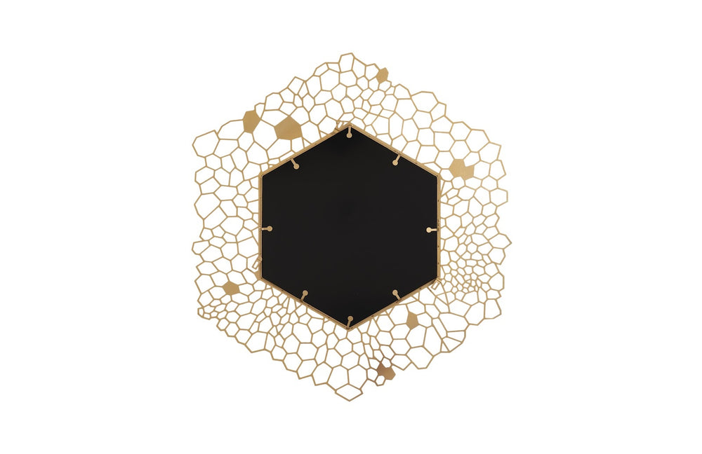 Hexagon Honeycomb Mirror Brass