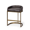 Hollyfield 29" Total Height Black Leather Seat Gold Metal Base Stool