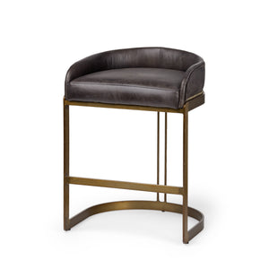 Hollyfield 29" Total Height Black Leather Seat Gold Metal Base Stool