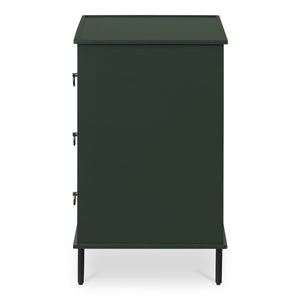 Reagan 3-Drawer Nightstand in Deep Green with Metal Handles