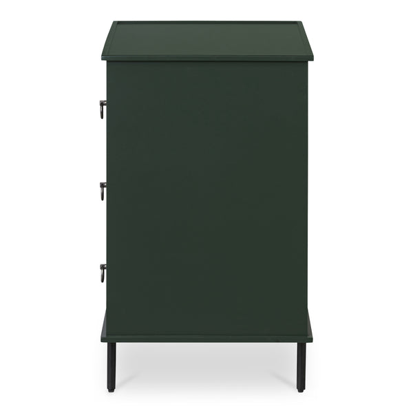 Reagan 3-Drawer Nightstand in Deep Green with Metal Handles