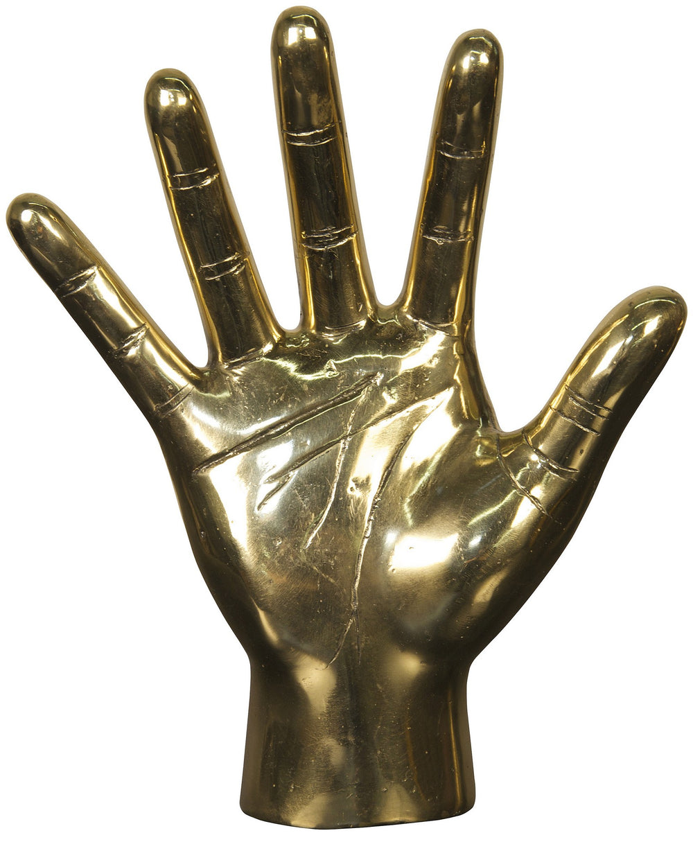 Open Hand Antique Brass Metal Alloy Sculpture