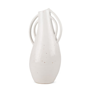 Urvi Tall Off White Speckled Asymmetrical Ceramic Vase