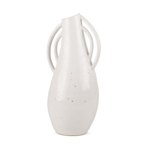 Urvi Tall Off White Speckled Asymmetrical Ceramic Vase