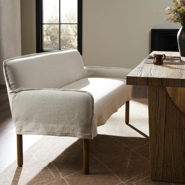 Addington Slipcover Bench in Brussels Natural
