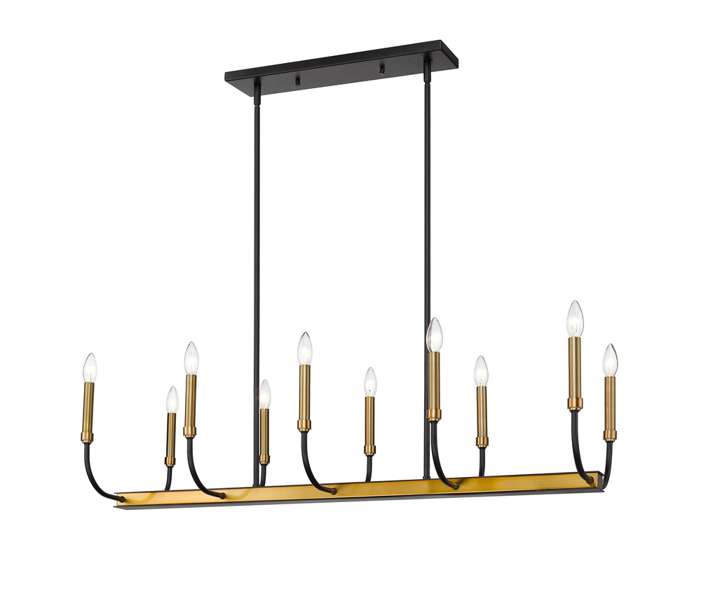 Haylie 10 Light Island/Billiard in Matte Black + Olde Brass Finish