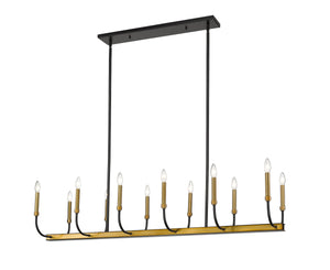 Haylie 12 Light Island/Billiard in Matte Black + Olde Brass Finish