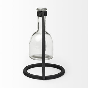 Monica I Short Black Metal Glass Bottle Vase