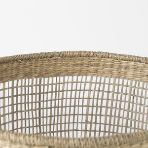 Bowie 19.7L x 19.7W x 19.7H (Set of 3) Medium Brown Seagrass Round Basket W/ Handles