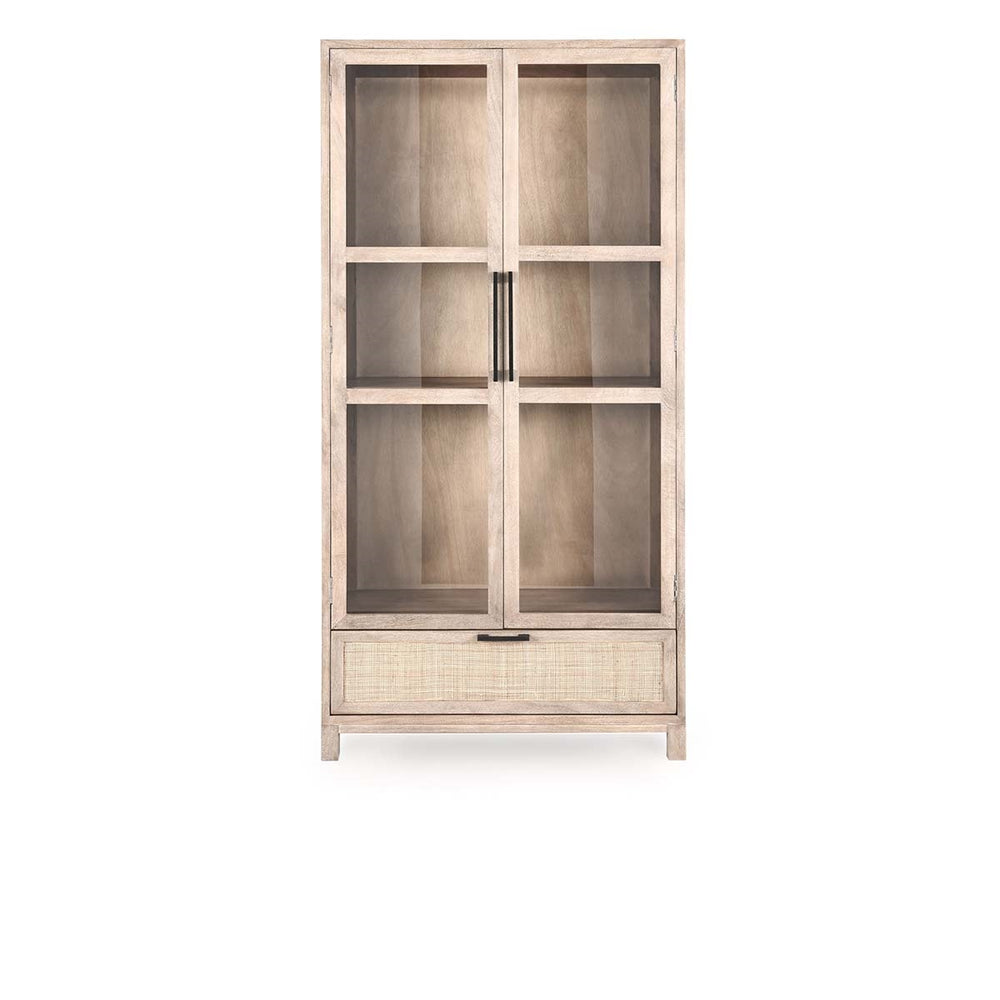 Jensen Solid Wood Cane Tall Cabinet - Meadow Taupe