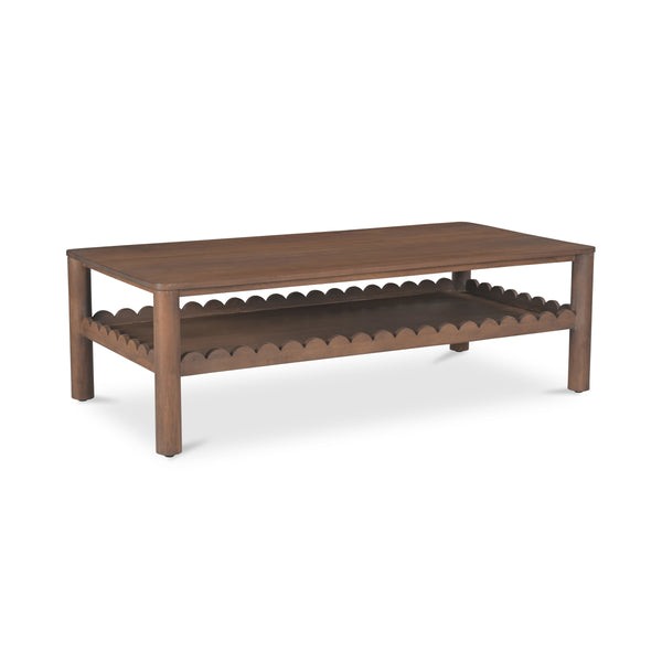Wiley Coffee Table in Vintage Brown with Shelf