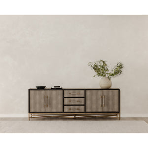 Moe's Mako Large Sideboard in Grey Oak with Gold Accents