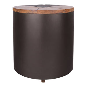 Brizo Reclaimed Teak Side/ End Table, Natural/Nightfall Black