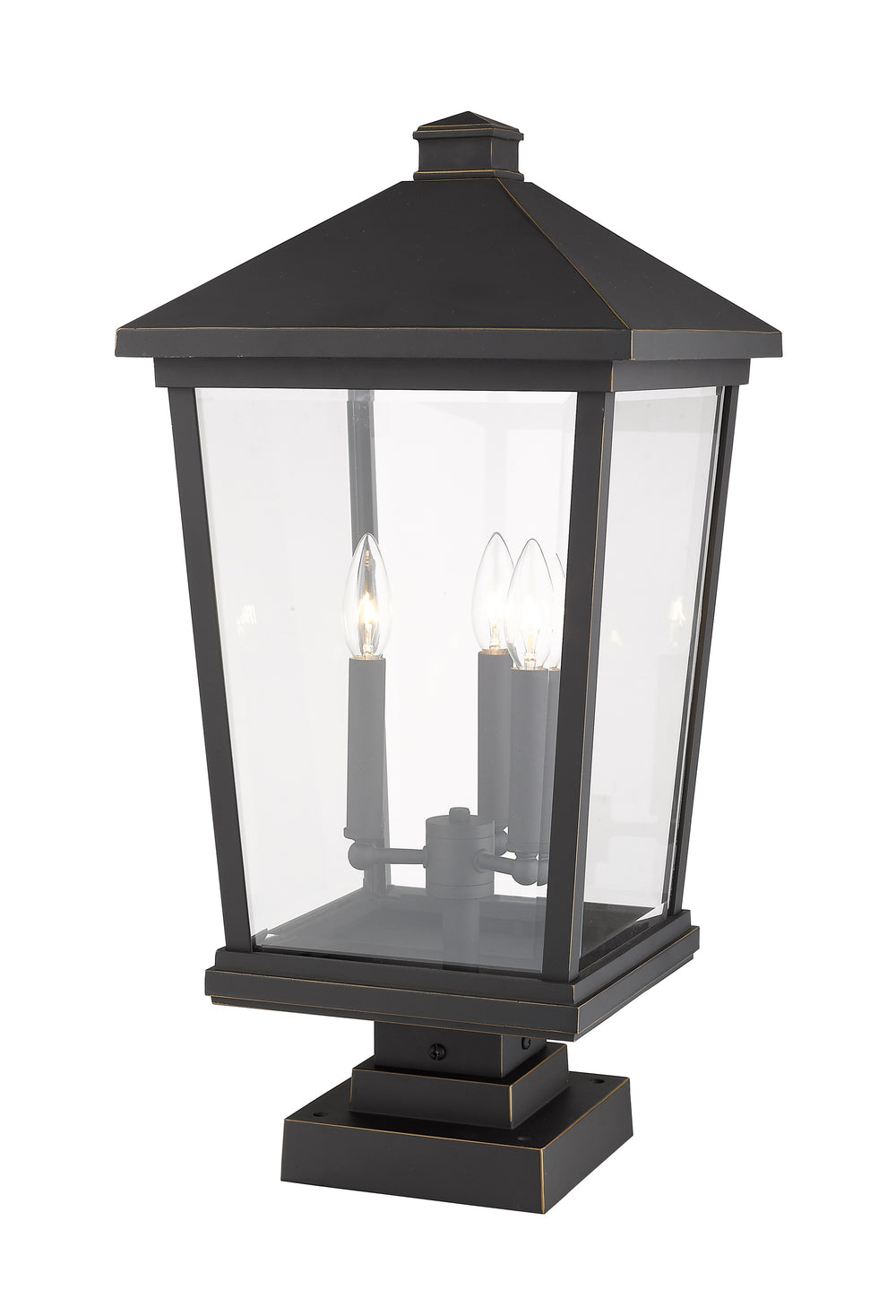 Beacon 3 Light Outdoor Pier Mounted Fixture in Oil Rubbed Bronze Finish
