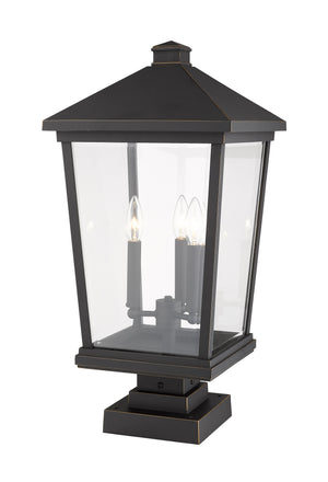 Beacon 3 Light Outdoor Pier Mounted Fixture in Oil Rubbed Bronze Finish
