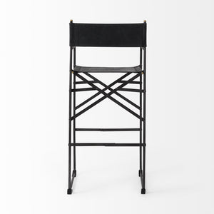 Direttore 19.3L x 19.3W x 44.1H Black Leather Seat W/Black Iron Frame Bar Stool