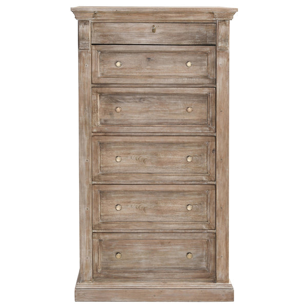 Adelaide Solid Wood 6-Drawer Chest in Natural Cream Wash