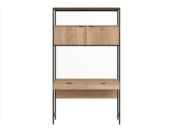 AMBROSE MODULAR WALL DESK - RUSTIC OAK - BLACK