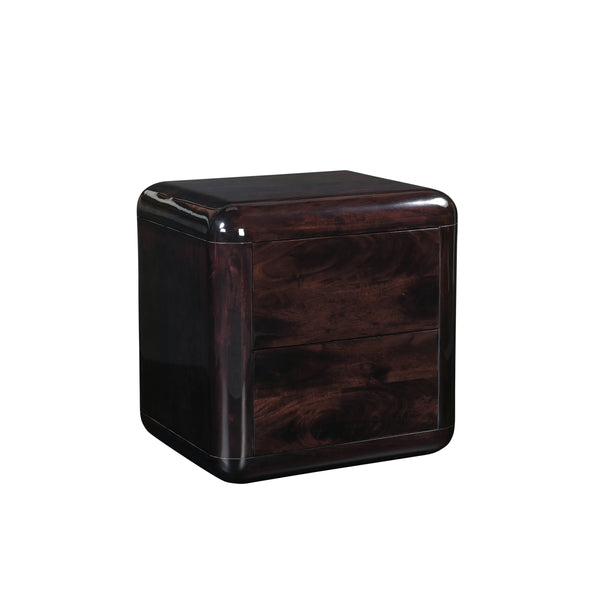 Rory Nightstand Dark Brown with Push-to-Open Drawers