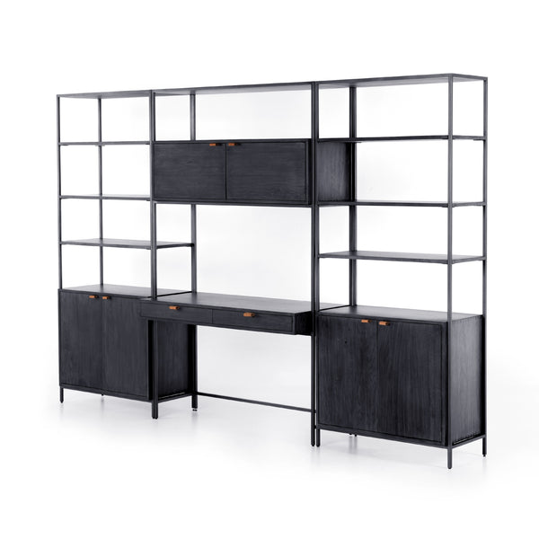 Trey Modular Wall In 2 Bookcase In Desk In Black