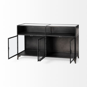 Pender 63" L Black Metal Glass Door Display Cabinet