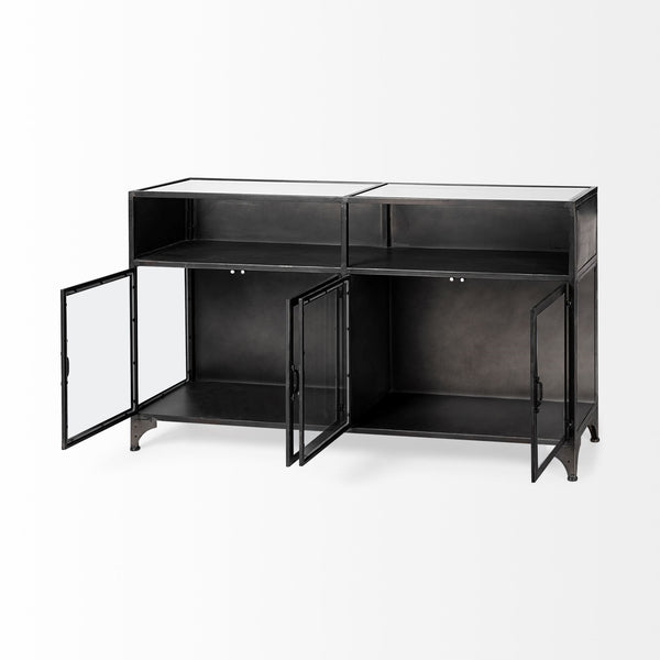 Pender 63" L Black Metal Glass Door Display Cabinet