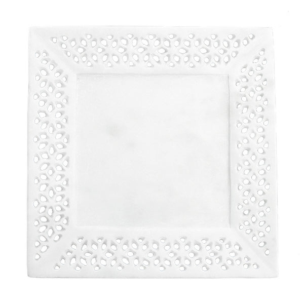 Jali Carved Marble Tray