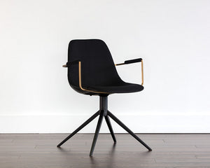 Cassius Swivel Dining Armchair - Abbington Black / Bravo Black