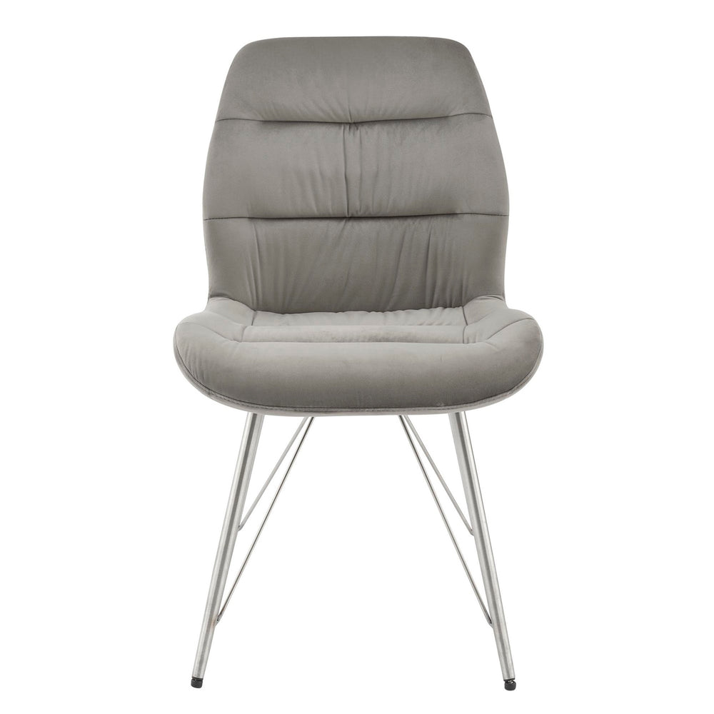 Raven Velvet Fabric Dining Side Chair In Gravel Gray (Set of 2)