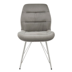 Raven Velvet Fabric Dining Side Chair In Gravel Gray (Set of 2)