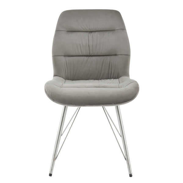 Raven Velvet Fabric Dining Side Chair In Gravel Gray (Set of 2)