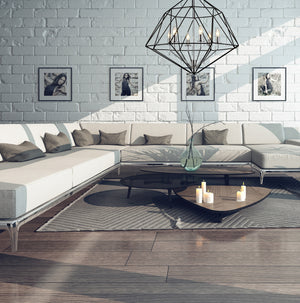 Geo 6 Light Chandelier in Matte Black + Chrome Finish