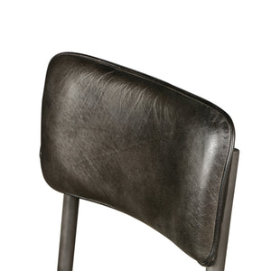 Bill 17" Ebony Leather and Iron Dining Chair
