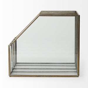 Fred 9.1L x 7.9W x 7.9H Gold Metal and Glass File Folder