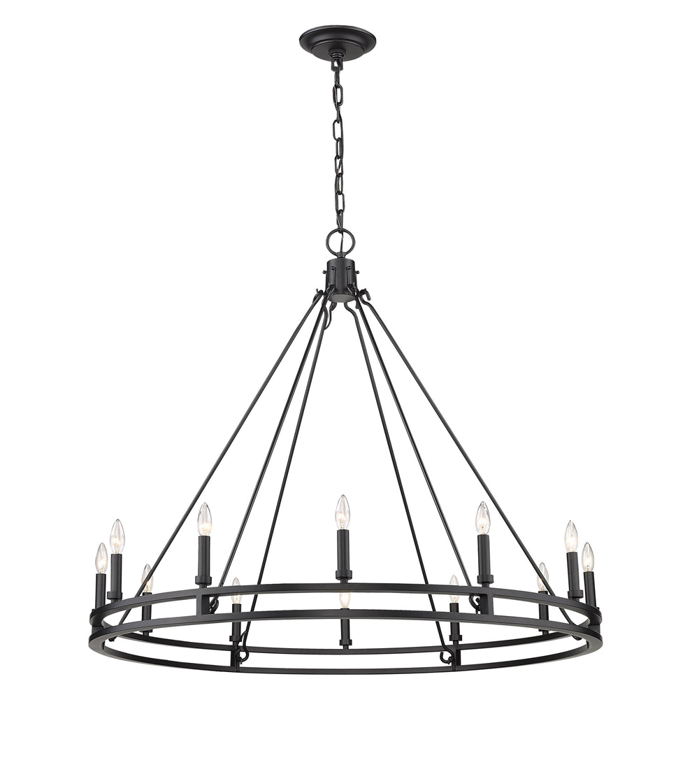 Dennison 12 Light Chandelier in Matte Black Finish