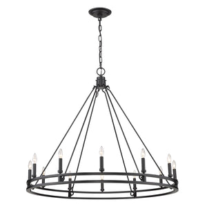 Dennison 12 Light Chandelier in Matte Black Finish