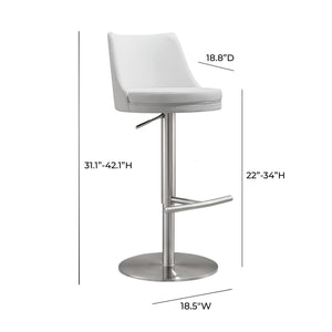 Reagan White and Silver Adjustable Stool