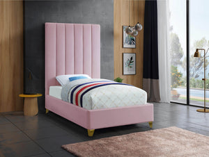 Glenda Twin Bed In Pink Velvet