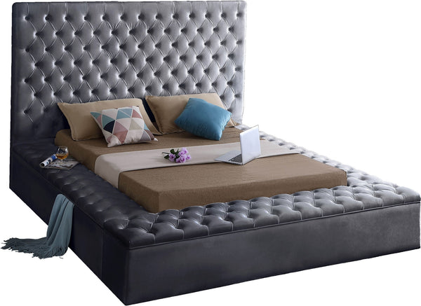 Randal King Bed In Grey Velvet