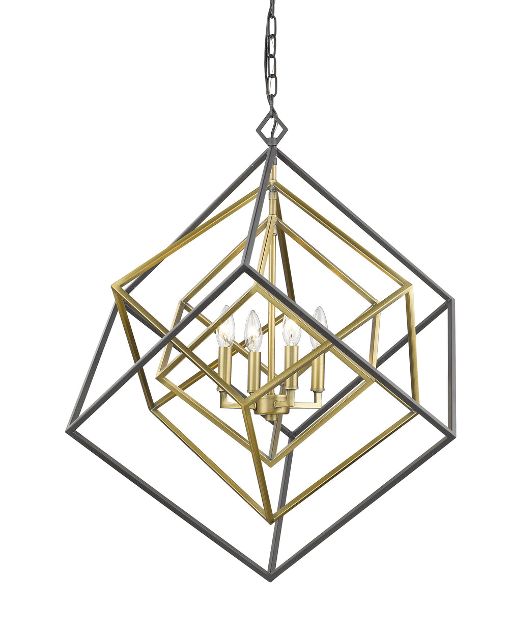 Euclid 4 Light Chandelier in Olde Brass + Bronze Finish