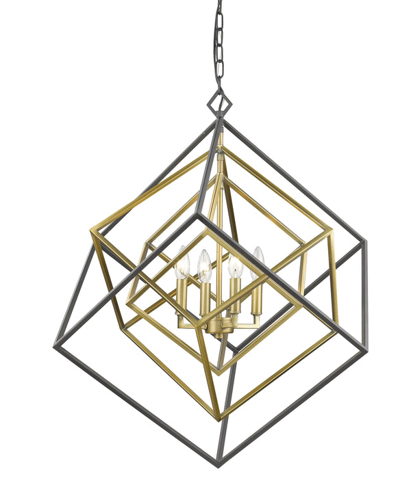 Euclid 4 Light Chandelier in Olde Brass + Bronze Finish