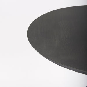 32" Round Black-Brown Wood Tabletop & Base w/ Black Metal Accent Pedestal Bistro Table
