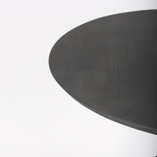32" Round Black-Brown Wood Tabletop & Base w/ Black Metal Accent Pedestal Bistro Table