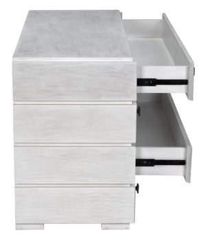 Hofman Mahogany and Veneer Dresser with Brass Pulls in White Wash Finish