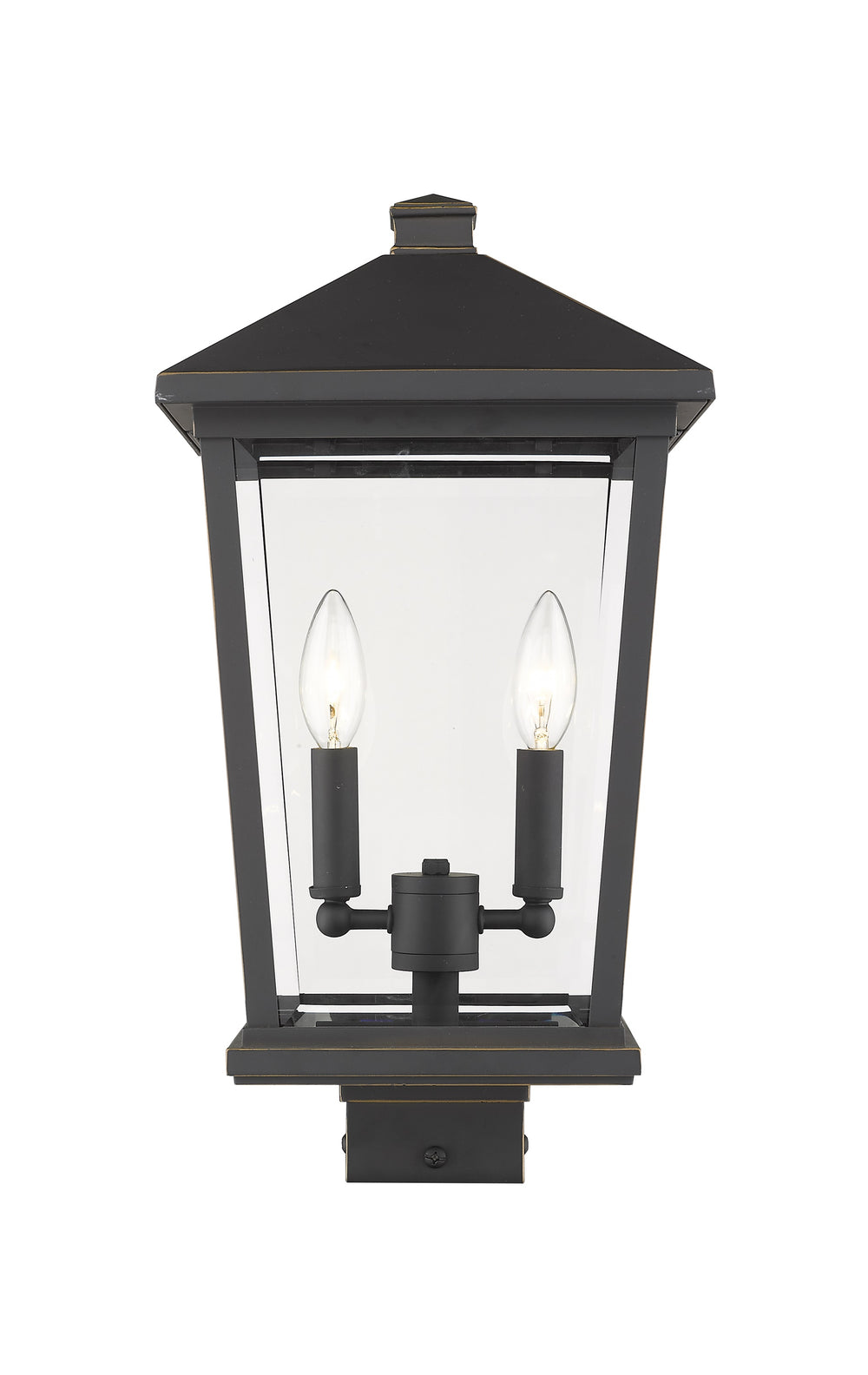 Beacon 2 Light Outdoor Post Mount Fixture in Oil Rubbed Bronze Finish