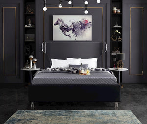 Levi Twin Bed In Black Velvet