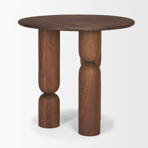 Sonel Pedestal Medium Dark Brown Acacia Wood Foyer Table