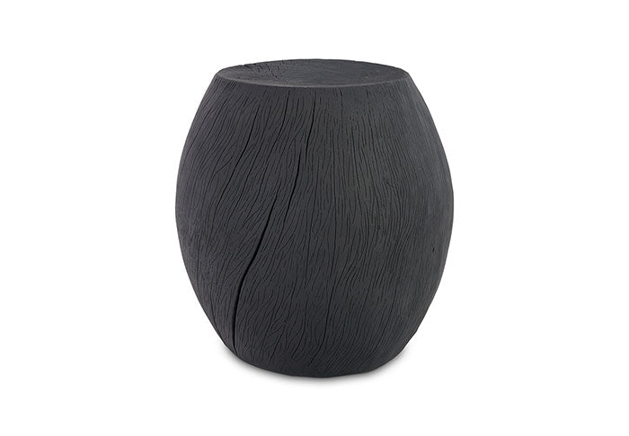 Charred Drum Stool, Resin 